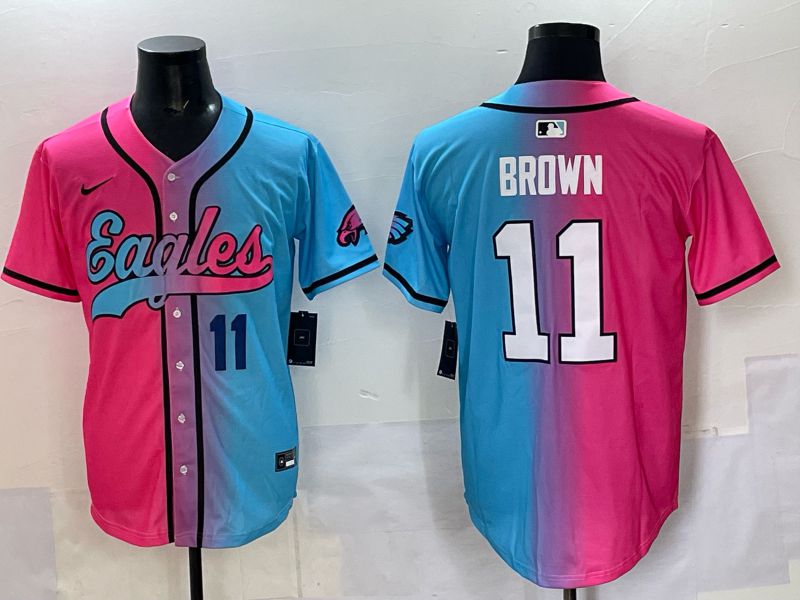 Men 2025 Philadelphia Eagles #11 Brown Blue pink Nike Limited NFL Jersey style 05->philadelphia eagles->NFL Jersey